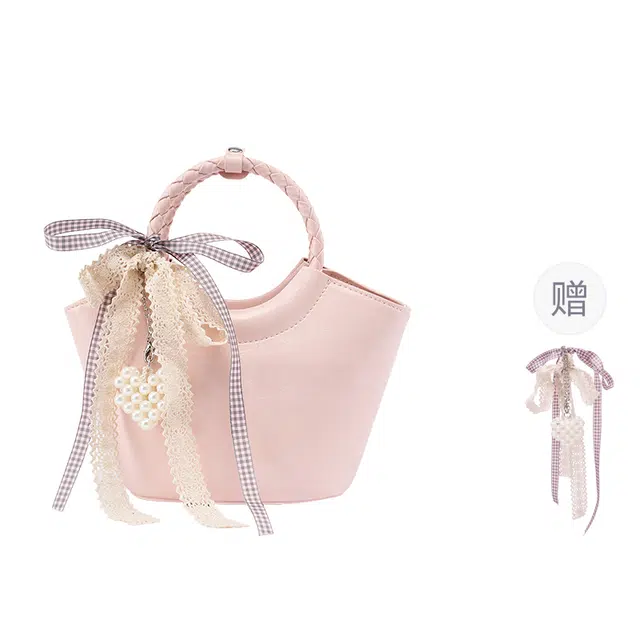 老人头 春夏小众设计高级质感精致约会手拎韩系甜美淑女风蝴蝶结丝带气质百搭通勤菜篮子 聚氨酯拼合成革 手提单肩斜挎包 常规 女款 多色