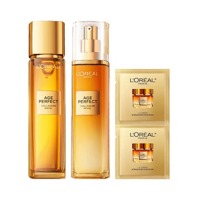 欧莱雅 花蜜二代胶原水乳霜洁面护肤套装 滋润