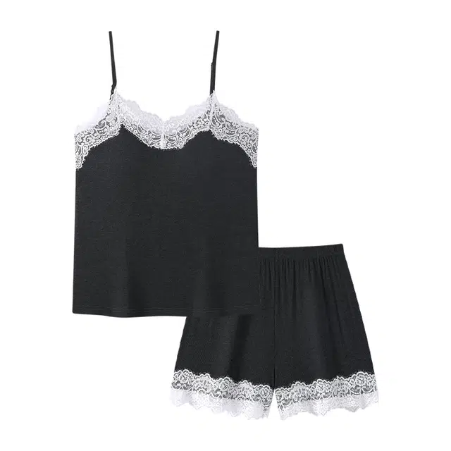 宫蝶 柔软家居服带胸垫休闲可外穿宽松简约睡衣套装 女款