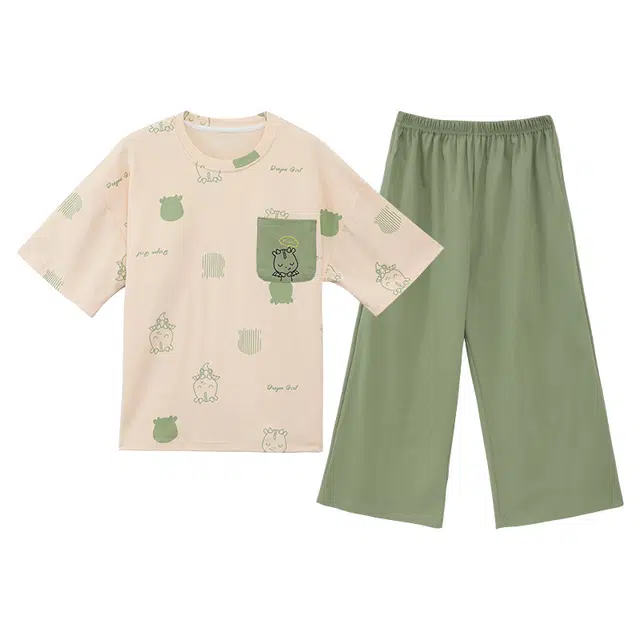 睦隆世家 短袖短裤透气舒适休闲家居服可外穿睡衣套装 女款