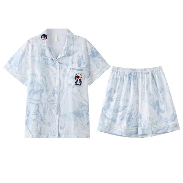 向薇 带胸垫短袖短裤可爱薄款家居服夏天睡衣套装 女款