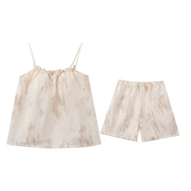 睦隆世家 带胸垫无袖短裤薄款无感舒适可爱家居服可外穿睡衣套装 女款