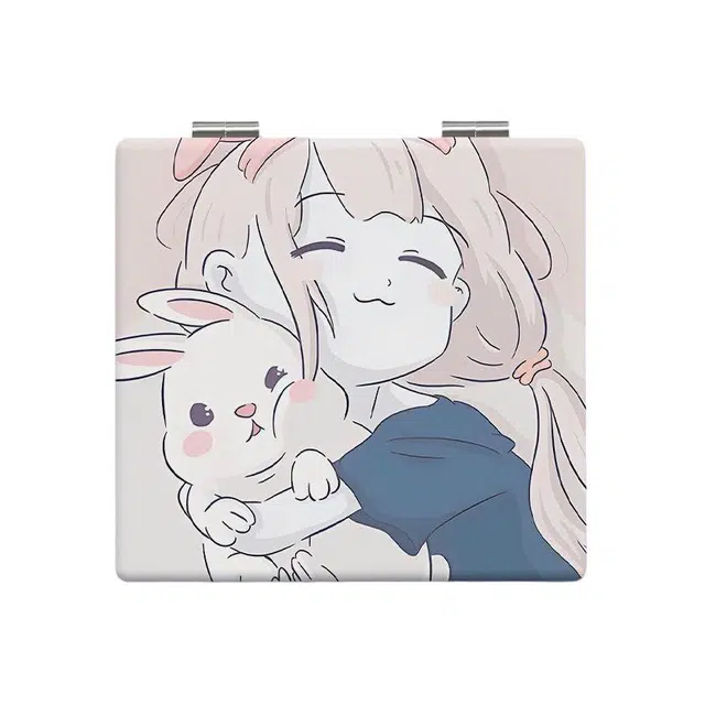 计轩 可爱小兔便携折叠式简约化妆镜