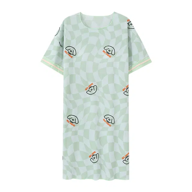 睦隆世家 带胸垫冰丝薄款家居服短袖睡裙 女款