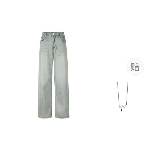 识恩 复古气质百搭休高腰牛仔裤 女款