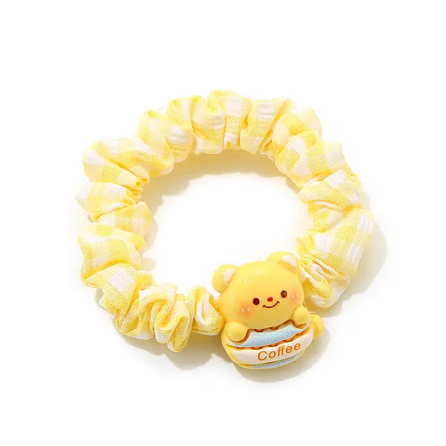 如花梦 可爱小熊小肠高级感皮筋发饰头饰 布艺 发圈 女款