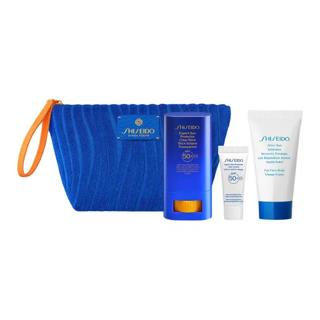 资生堂 透明防晒棒乳液护肤套装 保湿滋润 四件套