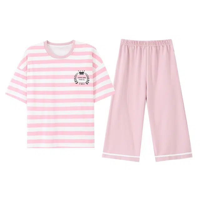 睦隆世家 短袖短裤舒适可外穿家居服睡衣套装 女款