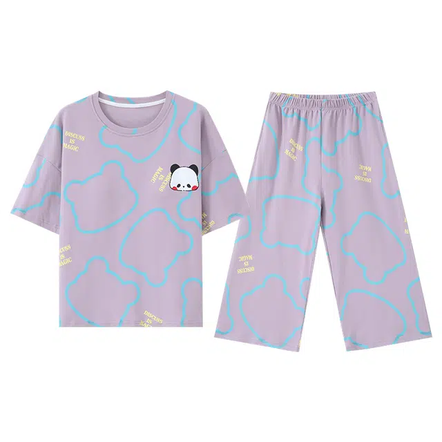 睦隆世家 短袖七分裤透气舒适家居服可外穿睡衣套装 女款