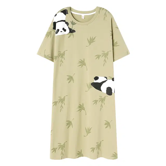 俏佳人 柔软亲肤熊猫简约公主风休闲套头慵懒短袖家居服睡裙 女款