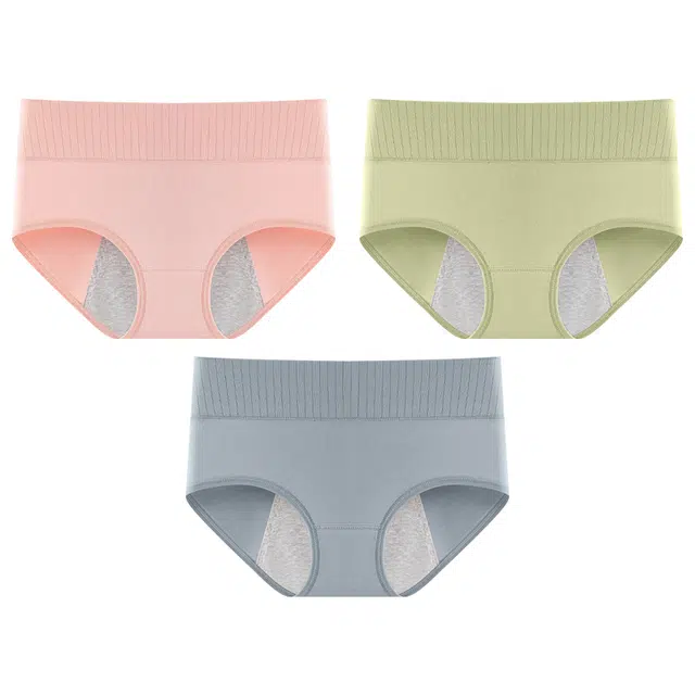 二三二三 简约中腰透气吸汗抑菌不卡档不卷边舒适不勒高弹易清洗三角裤防夹臀柔软亲肤纯色时尚百搭生理期专用内裤 女款 组合装