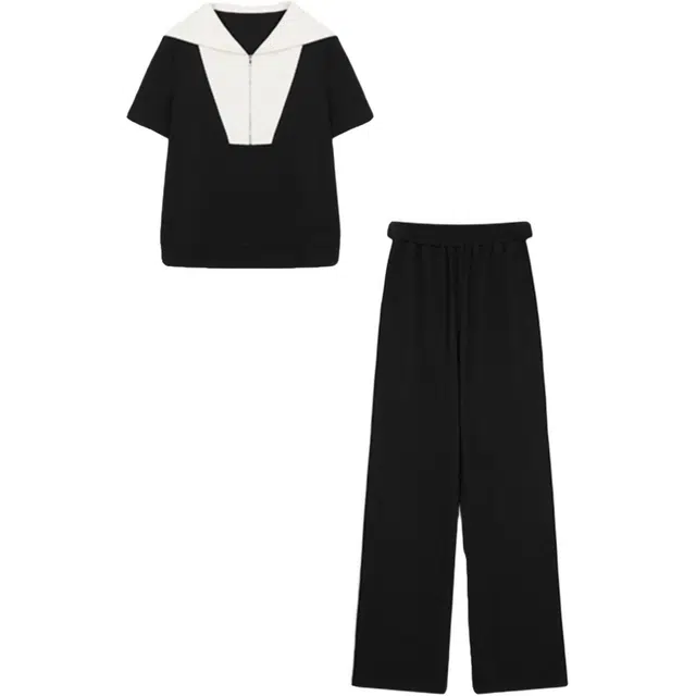 潞优野 夏季高级撞色显瘦运动休闲套装 女款