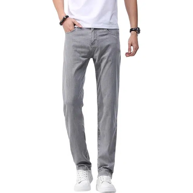 吉肯蒂 高端薄款修身直筒弹力休闲牛仔裤 男款