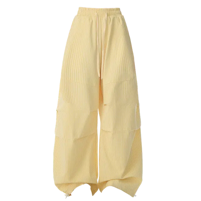 拾籍 美式高街夏季多巴胺爵士舞条纹高腰宽松阔腿裤遛弯裤时尚百搭休闲裤 女款