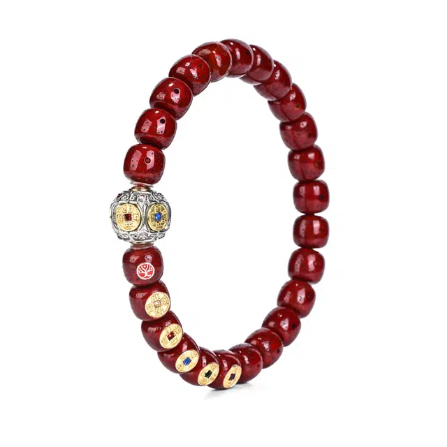 钰澜文玩 钱轮启运·五帝降瑞原创设计师款手工镶嵌配饰文玩手把件#好运 星月菩提 手串 男女同款情侣款