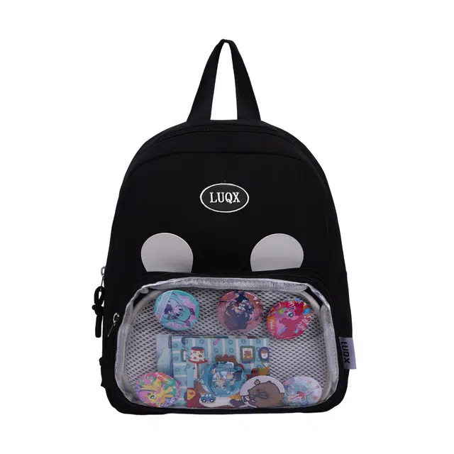 泰格奴 小清新休闲高颜值精美潮版韩版背包初中生高中生大学生上课百搭书包 帆布 双肩包 男女同款情侣款 黑色/粉红色/紫罗兰/天蓝色