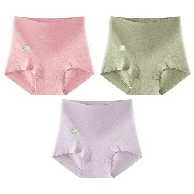 二三二三 纯色高腰收腹提臀短裤不卡档吸湿排汗亲肤柔软三角裤防夹臀不卷边透气简约设计时尚百搭潮流知性优雅内裤 女款 组合装