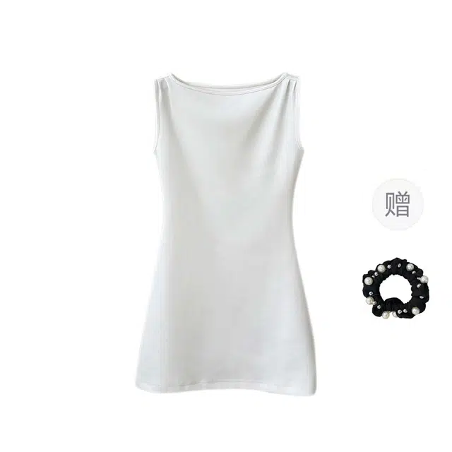 雾闪闪 线性美学经典纯色简约时尚气质百搭收腰无袖连衣裙 女款