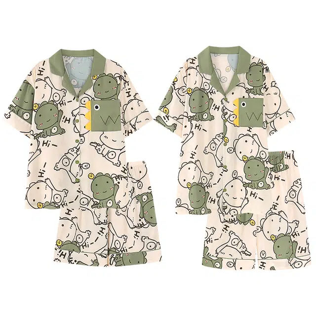 顶瓜瓜 短袖时尚休闲宽松家居服睡衣套装 男女同款