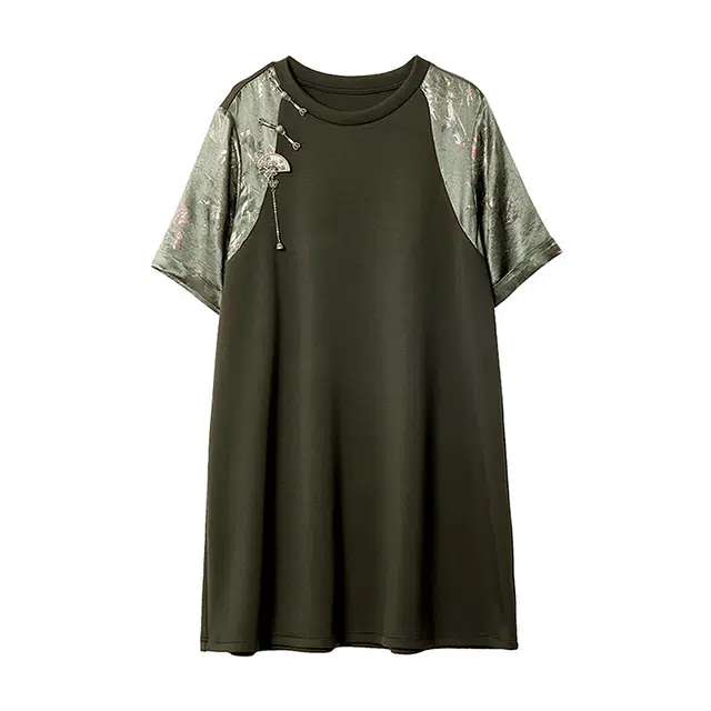 潞优野 时尚舒适简约通勤短袖连衣裙 女款