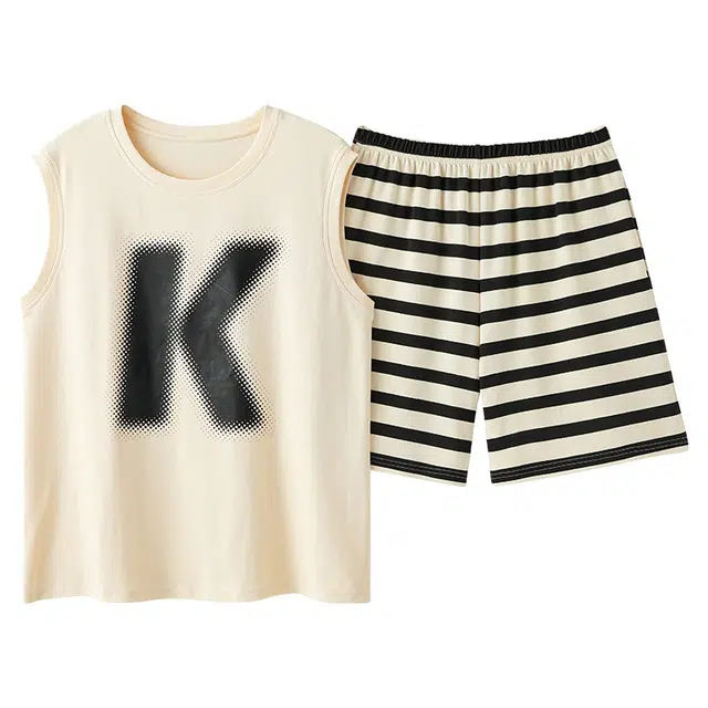 俏佳人 柔软亲肤休闲可外穿套头背心短裤慵懒宽松家居服睡衣套装 女款