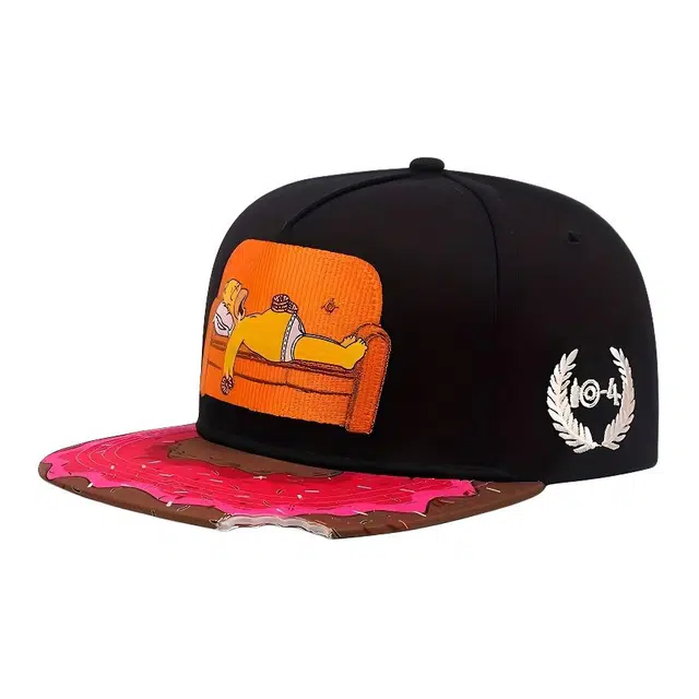 优莲茵 缺口甜甜圈平沿帽街头刺绣图案嘻哈帽遮阳 棉 棒球帽 男女同款情侣款