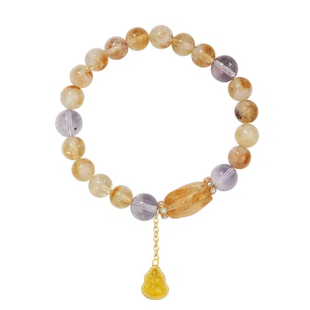 法思梵 财源葫芦 小众轻奢 梦幻浪漫精致气质清冷感 简约百搭闪耀手饰天然 黄水晶 手串 女款