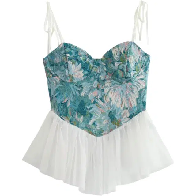 识恩 宫廷风甜美系带上衣欧美风法式修身时尚百搭休闲吊带 女款