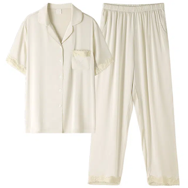 睦隆世家 冰丝亲肤短袖长裤薄款家居服夏季睡衣套装 女款