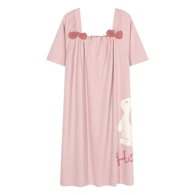 俏佳人 柔软亲肤公主风休闲套头短袖慵懒家居服睡裙 女款