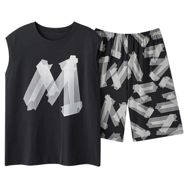 俏佳人 柔软亲肤休闲可外穿套头背心慵懒宽松家居服睡衣套装 男款