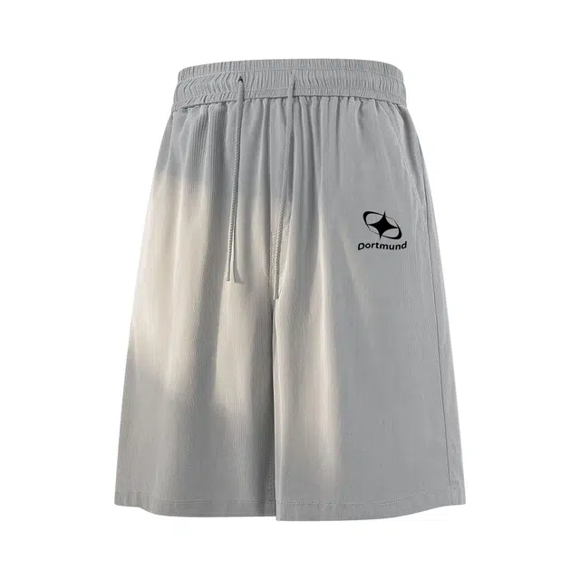 普鲁士多特蒙德 美式潮流高级感宽松透气系带五分牛仔短裤 男女同款