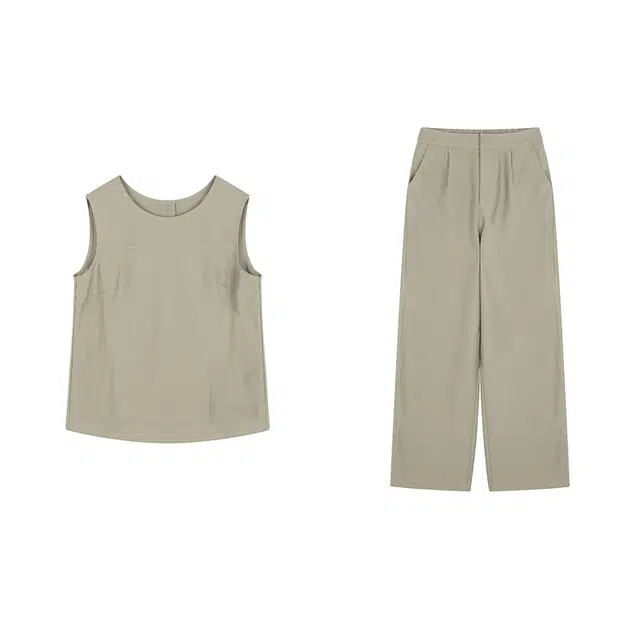 潞优野 时髦感夏季马甲香蕉裤显瘦显高女休闲套装 女款