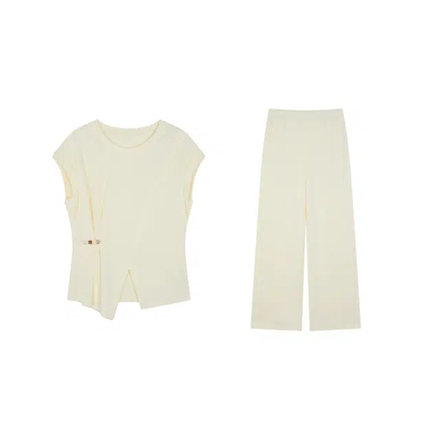 潞优野 时尚短袖上衣两件套百搭时尚长裤休闲套装 女款