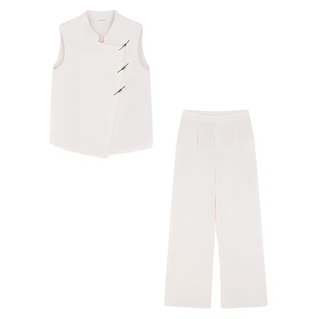 潞优野 新中式小香风气质优雅高级感马甲长裤休闲套装 女款