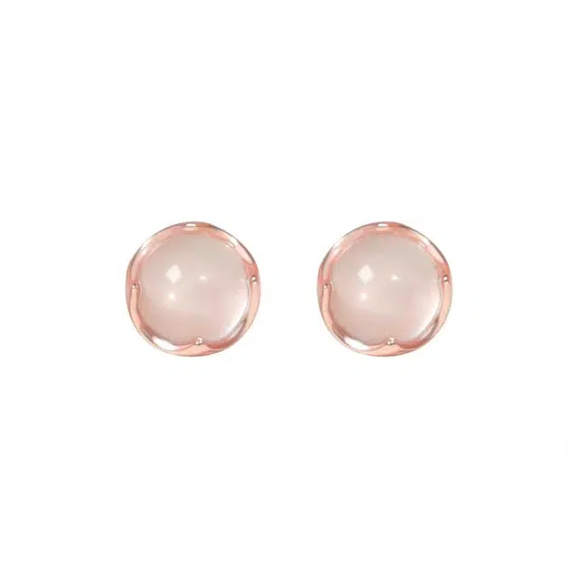 东方翡翠 【招桃花】荔枝冻 白月光荔枝冻耳饰 精致浪漫简约温柔气质养耳洞 小众轻奢百搭 粉水晶 耳钉 女款