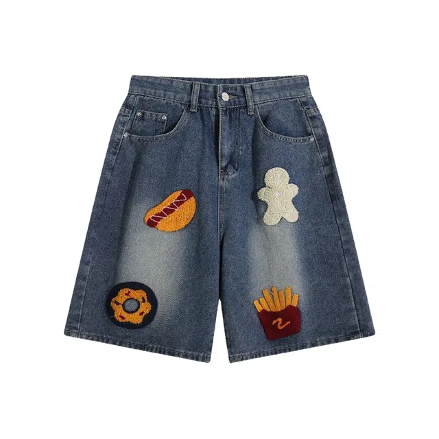 哲源 美式高街复古趣味图案设计嘻哈个性休闲短裤 男女同款