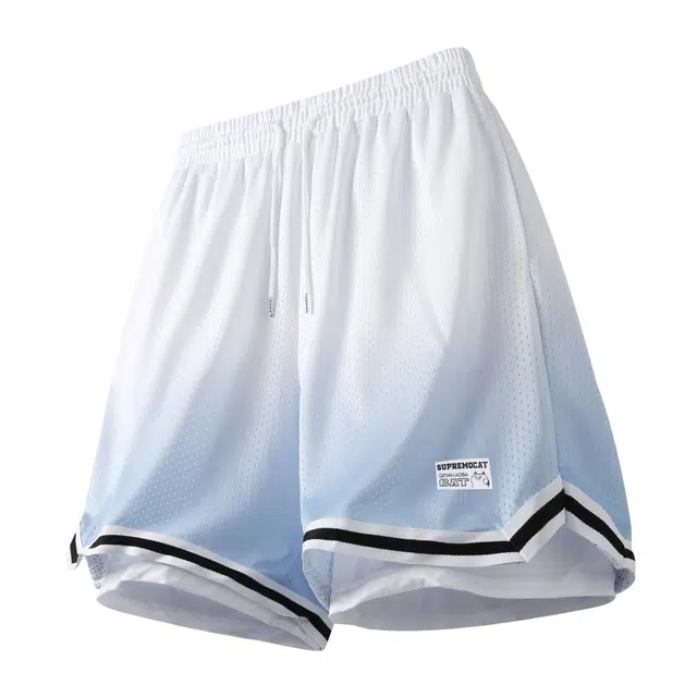 吾皇猫 美式潮流假两件拼接渐变设计舒适网眼透气宽松百搭户外运动篮球跑步五分裤休闲短裤 男女同款