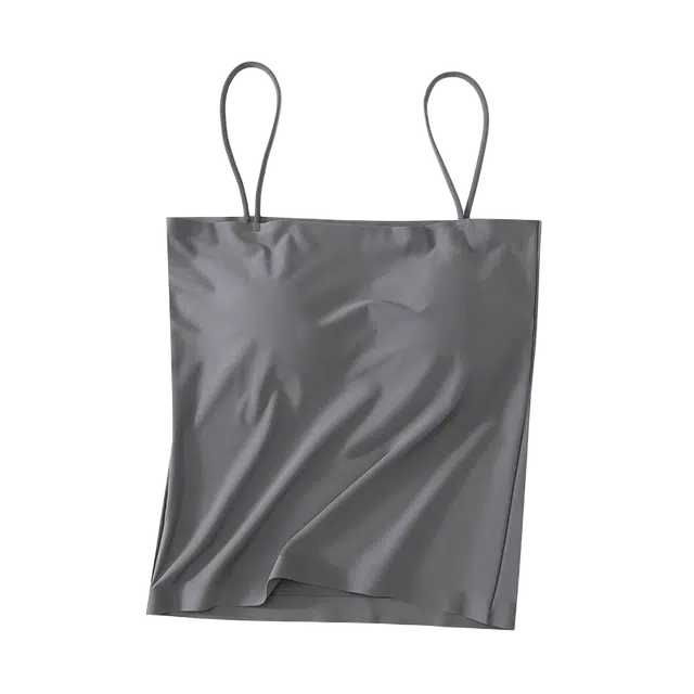 轻迎 纯色无痕带胸垫外穿细肩带打底一字肩聚拢美背吊带 女款