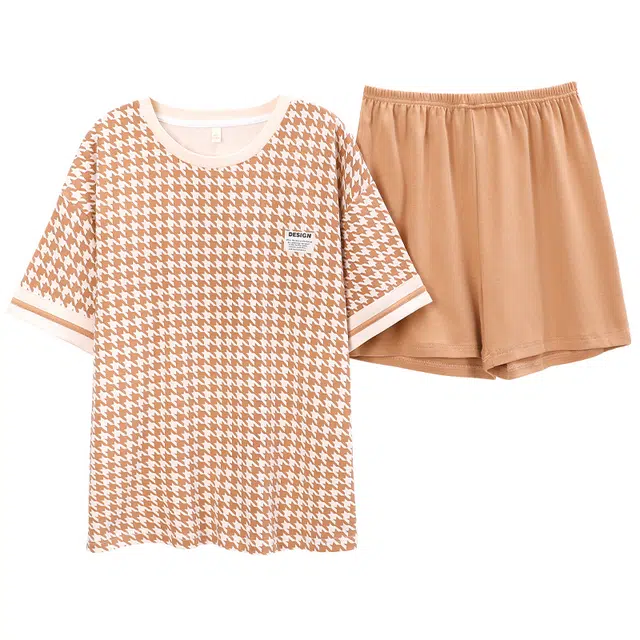 俏佳人 简约柔软亲肤休闲可外穿短袖家居服睡衣套装 女款