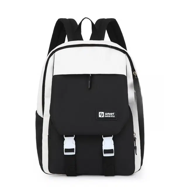 南潇湘 撞色简约学院风 尼龙 书包背包双肩包 男女同款情侣款 黑色/黄色/绿色/紫色/粉色