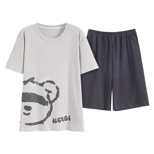 睦隆世家 亲肤卡通潮流家居服短袖夏季睡衣套装 男款