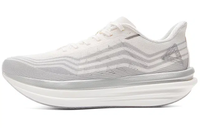 匹克 态极千层浪 海市蜃楼配色 首创无板厚底 训练跑鞋  减震回弹耐磨防滑 低帮跑步鞋 男款 乳白灰