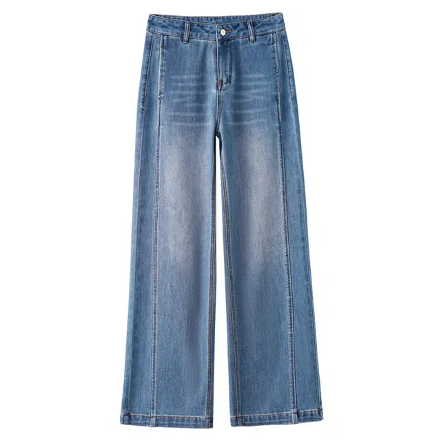 潞优野 薄款高腰阔腿垂感显瘦牛仔裤 女款