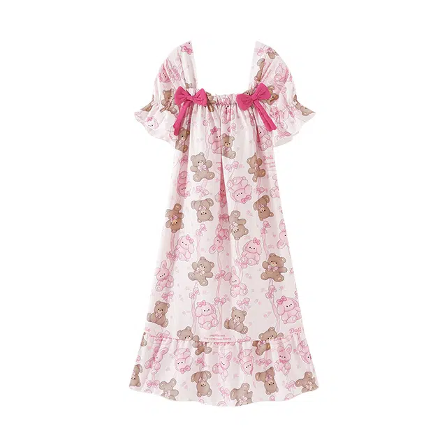 欧诗帛 短袖带胸垫可外穿甜美宽松家居服睡裙 女款