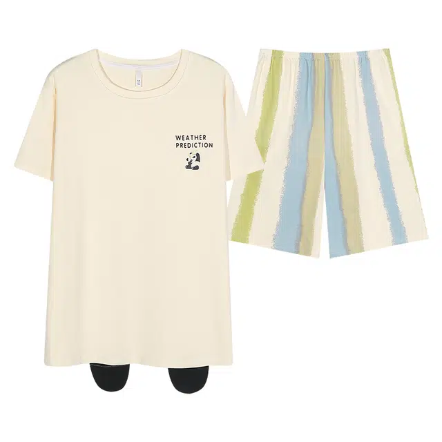 俏佳人 柔软休闲可外穿短袖短裤慵懒宽松家居服睡衣套装 男款