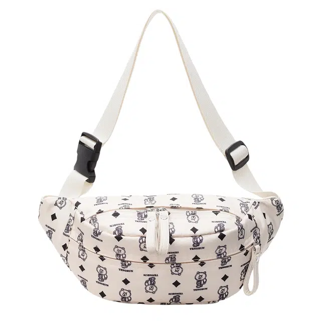 垣途者 日常通勤时尚高级感满印花 布 单肩斜挎包腰包 常规 男女同款情侣款 多色