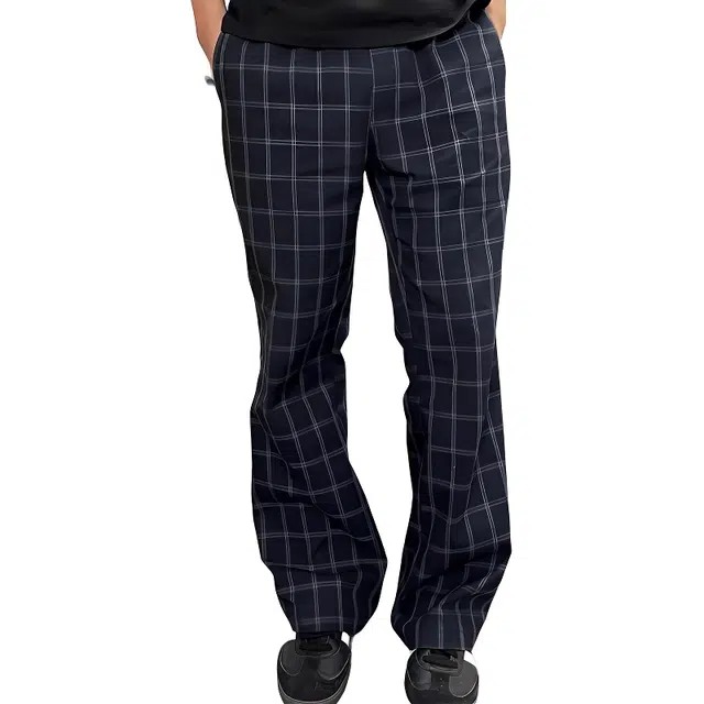 单爵 美式复古格子裤薄款宽松直筒百搭休闲裤 男女同款