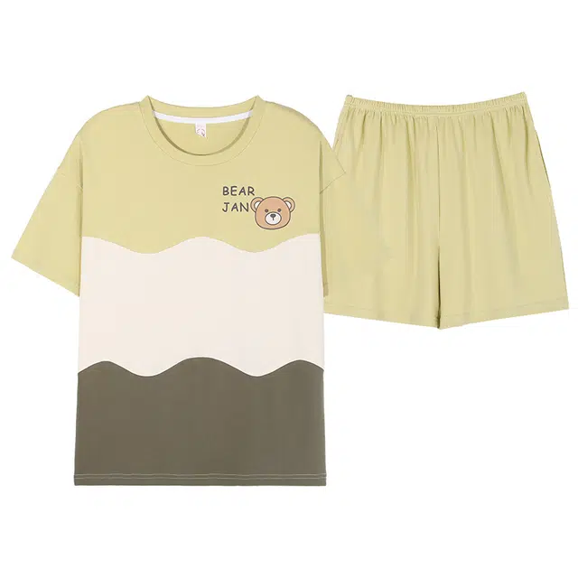 俏佳人 柔软亲肤休闲韩版可外穿短袖慵懒家居服睡衣套装 女款