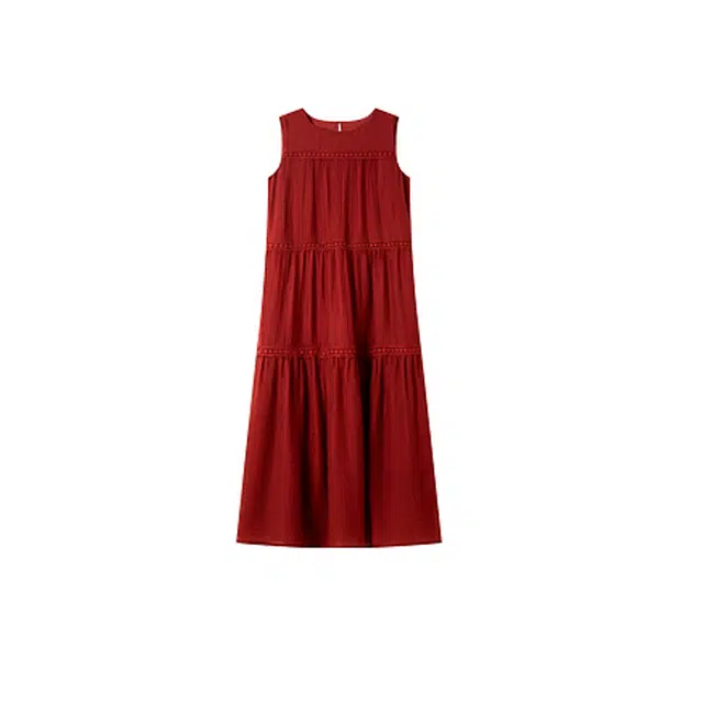 潞优野 宽松气质海边度假风法式无袖连衣裙 女款